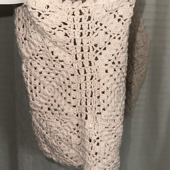 Lucky Brand XL Blush Pink Square Crochet Front Tie Cropped Festival Vest - Picture 11 of 15